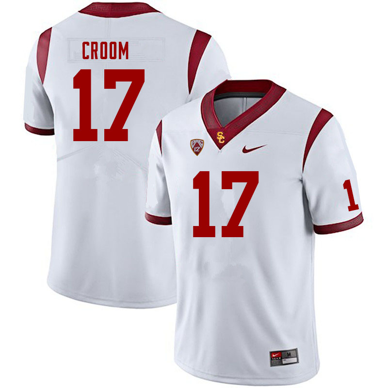 Men #17 Micah Croom USC Trojans College Football Jerseys Sale-White - Click Image to Close